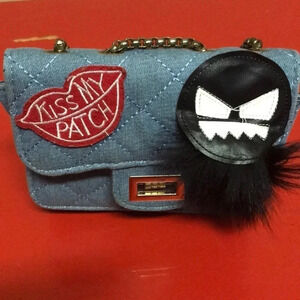 Kiss my Patch Jean Square Side Bag. Preloved
